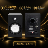 Enceinte de monitoring de studio alimentée XUNGUAN HS5II+BT, système audio actif de bureau 5 pouces avec entrée XLR TRS pour l'enregistrement en studio à domicile