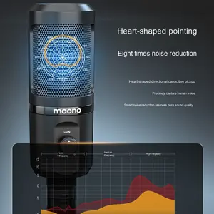 Maono PM461 Microphone à condensateur portable pour enregistrement flash USB Équipement de doublage de réduction du bruit externe pour hôtel Plastique - Product Image 1