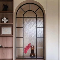Fenêtre à grille fixe en alliage d'aluminium de style français cintrée, avec fonction antivol, couleurs personnalisables pour villa, cuisine, salon