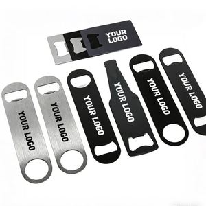 Décapsuleur personnalisé avec logo gravé au laser, lame plate noire, ouvre-bouteille en acier inoxydable, supports vierges pour sublimation - Product Image 1