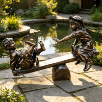 Statue de balançoire interactive pour enfants en bronze vintage personnalisable pour parc et aménagement paysager de villa, sculpture de jardin en bronze