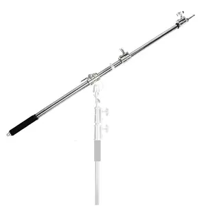 Stainless Steel Studio Foto Telescopic Boom Lengan Atas Lampu Berdiri Cross Arm Mini Boom berlapis krom