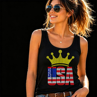 Transfert thermocollant en strass pour T-shirt, motif USA Fête de l'Indépendance, vente en gros usine