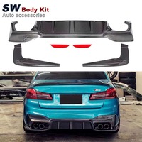 Lèvre de pare-chocs arrière en fibre de carbone SW pour BMW Série 5 G30 G38 M5 F90 LCI 4 portes Diffuseur de voiture séparateurs latéraux arrière Spoiler