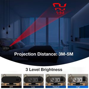 LED digitale sveglia sveglia da tavolo sveglia elettronica con proiezione Radio proiettore orario camera da letto orologio da comodino - Product Image 2