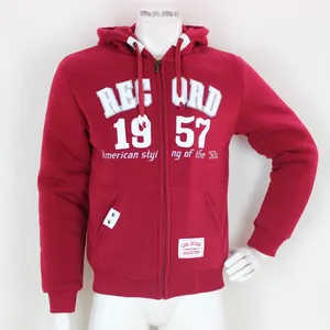 2023 Hot Sale Winter Wear Red Sweatshirt With Fur Lining Slim Hooded Printed And Embroidered Fit Zip Up Stylish Hoodie