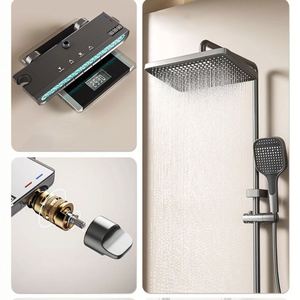 Ensemble de douche moderne chaud et froid avec affichage numérique, design de salle de bain de luxe, mitigeur de douche à effet pluie - Product Image 6