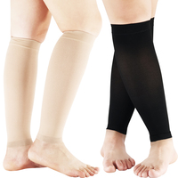 Chaussettes de compression sans pieds en nylon 20-30 mmHg, motif jacquard, bout ouvert, antidérapantes, logo personnalisé, longueur au-dessus du genou