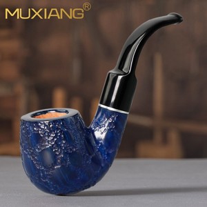 MUXIANG Briarwood Smoking Pipe Crocodile Pattern Bent Type 9mm Filter Gift Box - Product Image 4