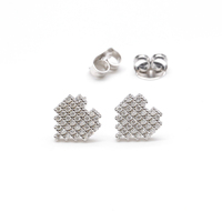 Boucles d'oreilles clous en argent sterling 925, motif cœur pixel, entièrement pavées de moissanite, pour femme, bijoux de fiançailles et de Saint-Valentin