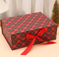 Boîtes cadeaux de Noël écologiques et recyclables, prêtes à être expédiées à l'international, en carton blanc rectangulaire, avec ruban et fermeture magnétique monobloc