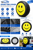 TS-BT-318 Sortie d'usine pour Suzuki Jimny – Housse de roue de secours en PVC de 15 pouces avec motif Smiley