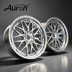 Jante en alliage d'aluminium Auron 5.25x17 Noir brillant avec rayons rouges, 2 pièces moulées, pour la mise à niveau et la rénovation de voitures particulières, vente en gros - Product Image 1