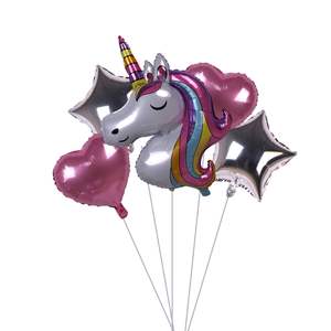 Licorne Bébé Eyebraehead 5pcs Feuille Ballon Bouquet Épais Métal Fête D'anniversaire Fournitures Enfants Jouet Baby Shower Décor Fête Des Mères - Product Image 1