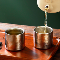 Tasse à double paroi en titane pur 100 ml, mini tasse à thé et café en cristal pour la maison et l'extérieur