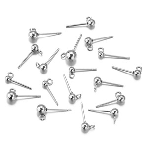 Boucles d'oreilles à billes en acier inoxydable, design simple à perles rondes pour oreilles percées, bijoux de mode unisexes - Product Image 1