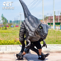 Costume de dinosaure de rapace de jambes visibles grandeur nature réelle de marche robotique animatronique de parc à thème extérieur