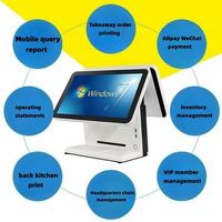 Système de caisse enregistreuse POS HX TOUCH 11,6 pouces + 15 pouces, double écran, lecteur QR, imprimante 58 mm, supermarché, restaurant, café