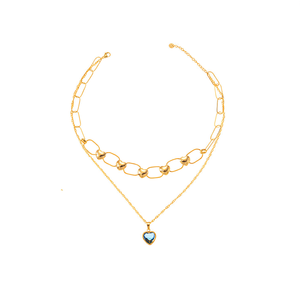 Collar de Moda en Capas, Chapado en Oro, Acero Inoxidable 316L, Colgante de Corazón, Diseño Sostenible - Product Image 2
