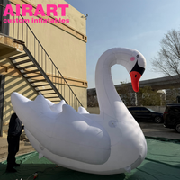 Décoration d'activités de plein air, cygne gonflable blanc, animal gonflable LED pour exposition