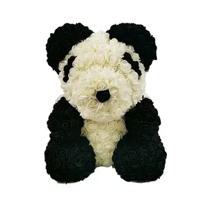 母亲节礼物PE泡沫玫瑰熊猫礼品盒新创意玫瑰熊猫玩具儿童生日礼物