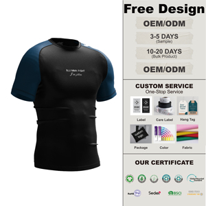 Camiseta Profesional de Manga Corta para <span class=keywords><strong>Jiu</strong></span> <span class=keywords><strong>Jitsu</strong></span> Brasileño, Diseño Elegante en Dos Tonos, Elástica, Transpirable, con Logotipo Frontal, para Entrenamiento de MMA - Product Image 2