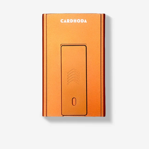 Cardhoda Aluminum <b>Card</b> <b>Holder</b> <b>Wallet</b> Stand for Phone Minimalist Design Orange Color 6 Inch Metal Case with Pop-Up Support - Product Image 2