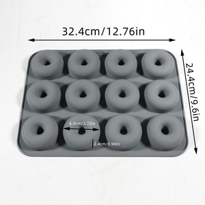 12-Cavity Silicone Donut Mold-Bandeja de cozimento antiaderente e reutilizável para rosquinhas perfeitas - Product Image 4