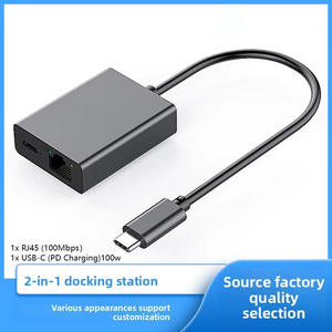 Estación de acoplamiento tipo C 2 en 1 con tarjeta Pd100W Gigabit Ethernet Micro 100M interfaz USB producto transfronterizo de gran venta - Product Image 6