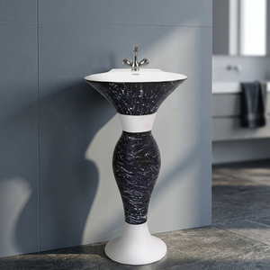 Lavabo en céramique en forme de dauphin sur piétement complet pour salle de bain de villa ou d'hôtel moderne, facile à nettoyer, résistant à l'eau - Product Image 3