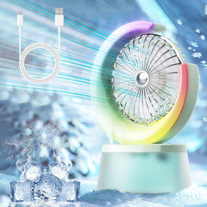 Ventilateur de climatisation personnel mini portable avec lumière LED, 3 vitesses de vent et modes de brumisation, refroidisseur d'air évaporatif alimenté par USB - Product Image 1