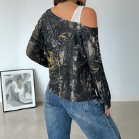 T-shirt Femme à Prix Bas, Hauts pour Femmes, T-shirts pour Dames, Top Vintage Esthétique à Manches Longues Effet Deux Pièces pour Tenue Décontractée