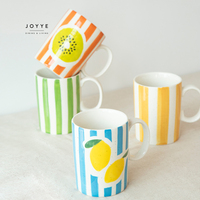 Joyye-Ensemble de table printemps-été, vaisselle à rayures, vaisselle personnalisée en céramique peinte à la main