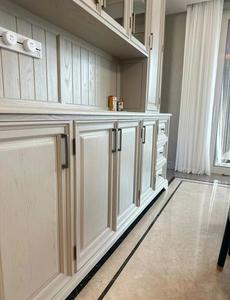 خزانة جانبية فاخرة على الطراز الفرنسي مصنوعة من خشب البلوط الصلب مع أبواب زجاجية - خزانة متينة وصديقة للبيئة مدمجة لغرفة الطعام - Product Image 5