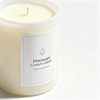 Étiquettes pour bougies en forme de pilier Haoxuan OEM, film blanc PP mat imprimé, autocollants adhésifs imperméables pour l'emballage des produits de bougies