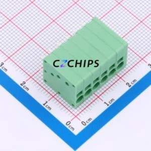 MX205V-3.5-06P-GN01-Cu-A Spring Terminal Block Through hole Component (THT),P=3.5mm Connector 1x6P 3.5mm Green Through Hole - Product Image 1