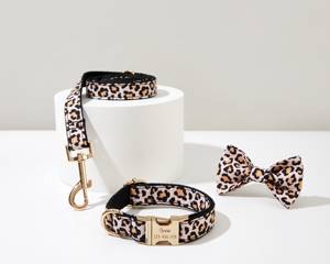 Noeud papillon personnalisé imprimé léopard mignon, pour chien garçon, collier de chien de mariage, collier de chiot et arc de plomb, livraison gratuite au Royaume-Uni - Product Image 1