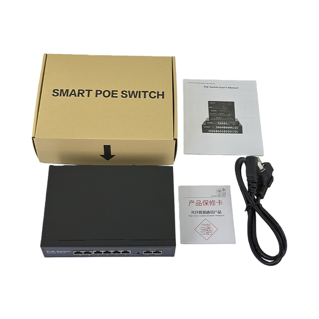 Factory OEM 8 Port 100/1000Mbps 1.2Gbps Capacity 48V 10/100M CCTV Network PoE Switch with VLAN Support IP Camera 1-Year Warranty