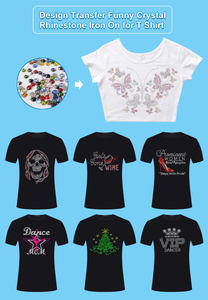 Camiseta con transferencia de diamantes de imitación Camiseta con diamantes de imitación Hotfix personalizados para transferencia - Product Image 3