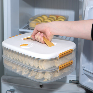 Dumpling <b>Box</b> Food Grade <b>Freezer</b> Container Multi Layer Quick Freeze Storage For Home Refrigerator Rectangle Clip On Lid - Product Image 2