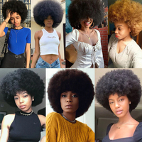 LEILONG Perruques afro crépus pour femmes 6 pouces 90g Cheveux afro bouclés doux et rebondissants avec franges Perruque afro bouclée courte à l'aspect naturel
