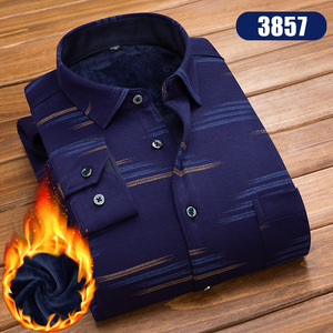 Camicia Casual Casual in pile da uomo con bottone scozzese <span class=keywords><strong>a</strong></span> manica lunga da uomo autunno inverno - Product Image 6