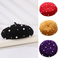 Béret de plage unisexe 100 % laine réglable avec perles, style français, chaud et tendance pour l'hiver, multicolore, fabrication OEM