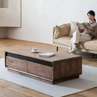 Table basse et thé nordique moderne en bois massif Design simple en noyer noir pour petite maison ou appartement