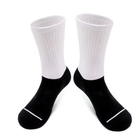 Chaussettes de cyclisme personnalisées imprimées Chaussettes de sport en coton blanc vierge à sublimation pour hommes