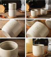 Tasse à café en céramique beige FENN avec logo gravé personnalisé, 100 ml, 180 ml, 230 ml, pour espresso, cappuccino, thé, poterie, cadeau