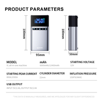 2025 Mini pompe électrique sans fil Portable Rechargeable compresseur d'air de voiture 4 en 1 gonfleur de pneu numérique pour camionnette