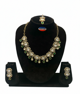 Ensemble de bijoux de mode indien antique en or Kundan, collier avec boucles d'oreilles, pour mariage, fête, tenue traditionnelle, bijoux ethniques - Product Image 6