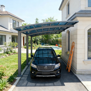 Abri de voiture extérieur robuste en aluminium, imperméable, avec <span class=keywords><strong>toit</strong></span> arqué et fixe, abri attenant pour jardins et fournitures de jardinage - Product Image 1