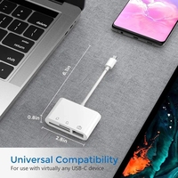 Convertidor Hub Multipuerto 3 en 1 Tipo-C/Lightning a USB A, Adaptador OTG, Lector de Tarjetas de Memoria TF y SD para iPhone, Android y Laptop